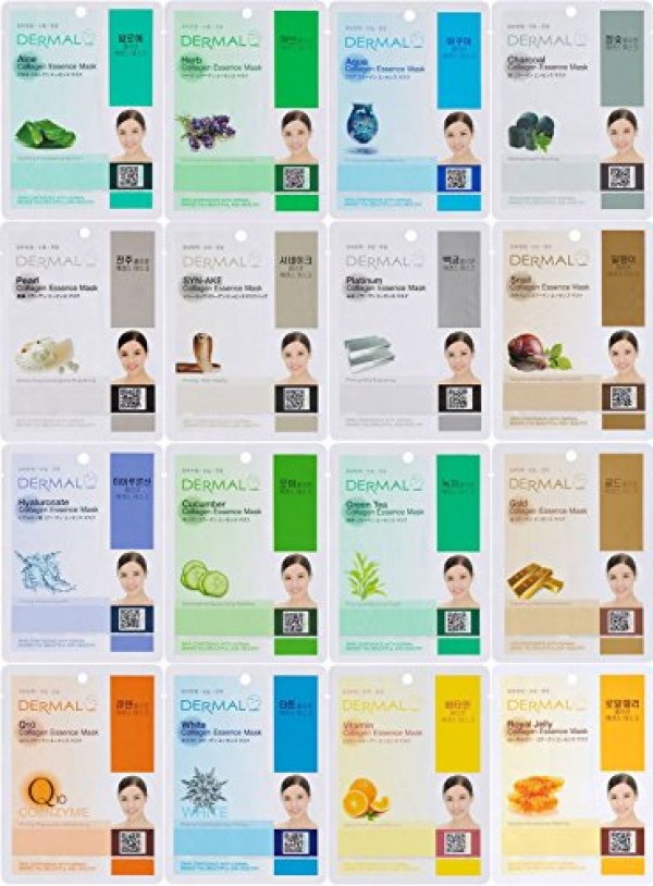 Dermal Korea Collagen Essence Full Face Facial Mask Sheet - Royal Jelly (10 Pack)