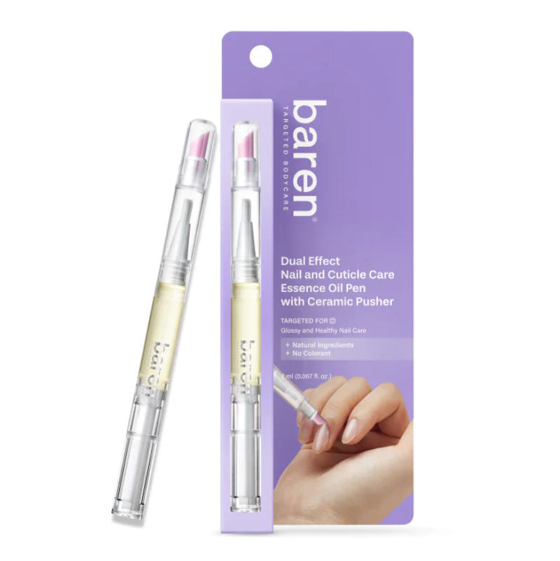 Baren Dual Effect Nail and Cuticle Care Essence Oil Pen with Ceramic Pusher 2ml, 1pc