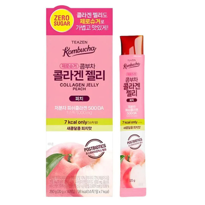 Teazen Kombucha Collagen Jelly Peach (14 Sticks x 2 Packs) 20ml