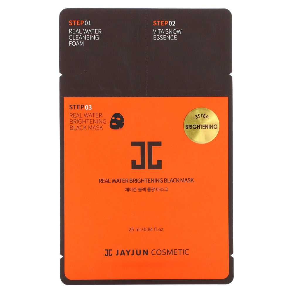 Jayjun Cosmetic 리얼 워터 브라이트닝 블랙 뷰티 마스크 3단계 브라이트닝 1세트 5팩  1개  25ml  1개입