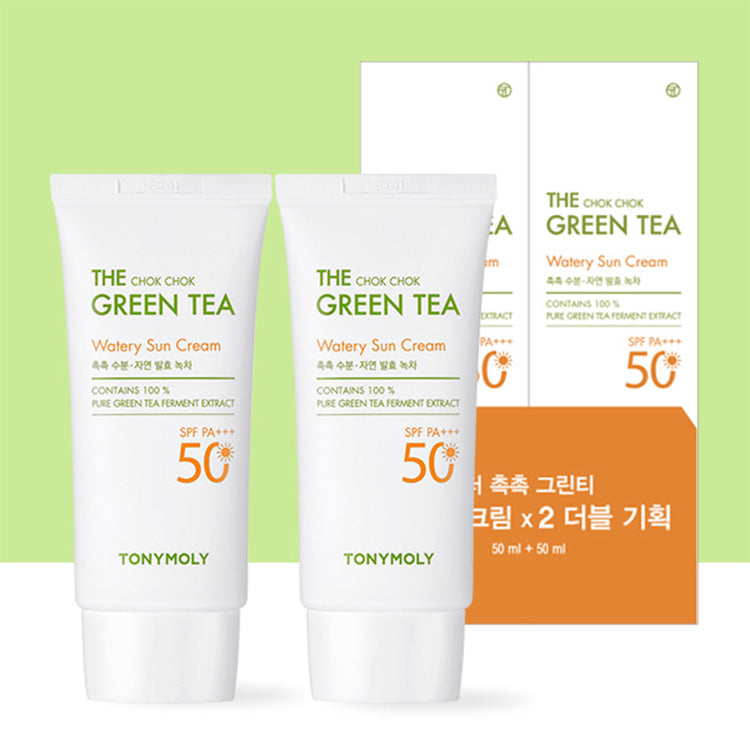 Tonymoly The Chok Chok Green Tea Watery Sun Cream 50ml (SPF50+), 2pcs