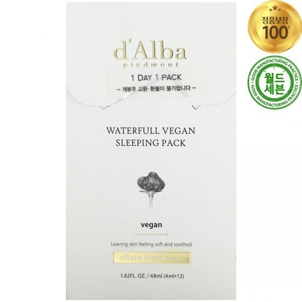 d'Alba Waterfull Vegan Sleeping Mask 4ml x 12 Packs