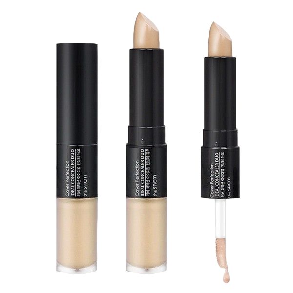 The Saem Cover Perfection Ideal Concealer Duo (4.4g + 4.5g) Stick & Tip - #01 Clear Beige