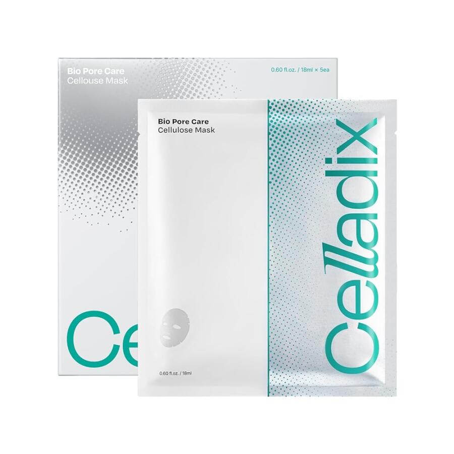 [아마존 공식]Celladix Bio Pore Care 셀룰로오스 마스크 - 모공 최소화 및 피지 제어 시트 마스크 - 블랙헤드, 죽은 피부 세포 및 불순물 제거 - 수분 공급 및