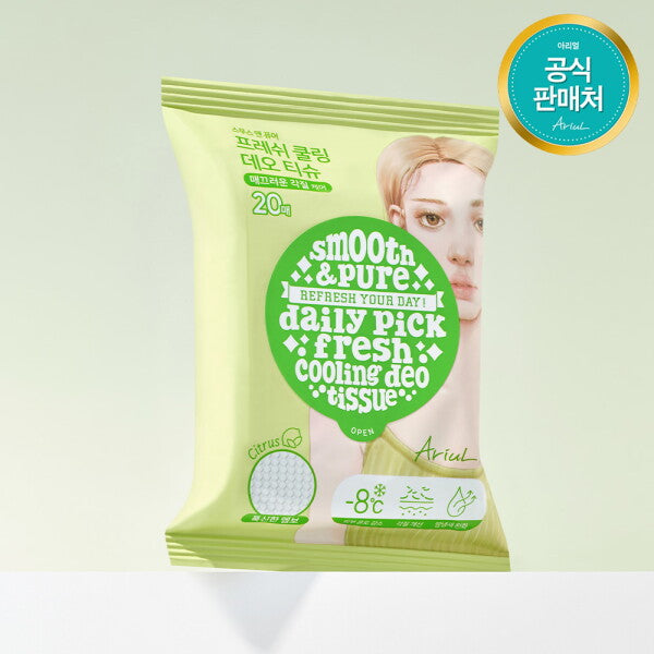 아리얼 스무스 앤 퓨어 프레쉬 쿨링 데오 엠보 티슈 20p  9개  116g