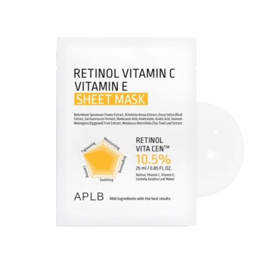 APLB Retinol Vitamin C Vitamin E Sheet Mask (25ml x 10 Sheets)