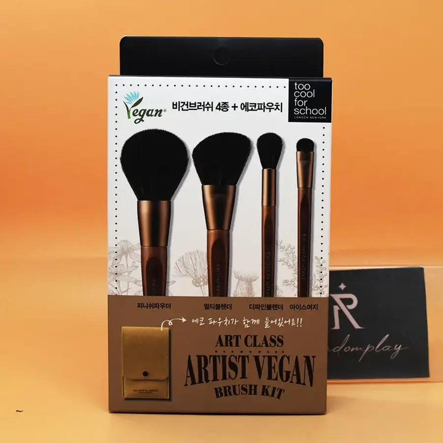 Too Cool For School Artclass Artist Vegan 4-Piece Brush Set (Finish Powder + Multi Blender + Define Blender + Eye Smudge) 100ml