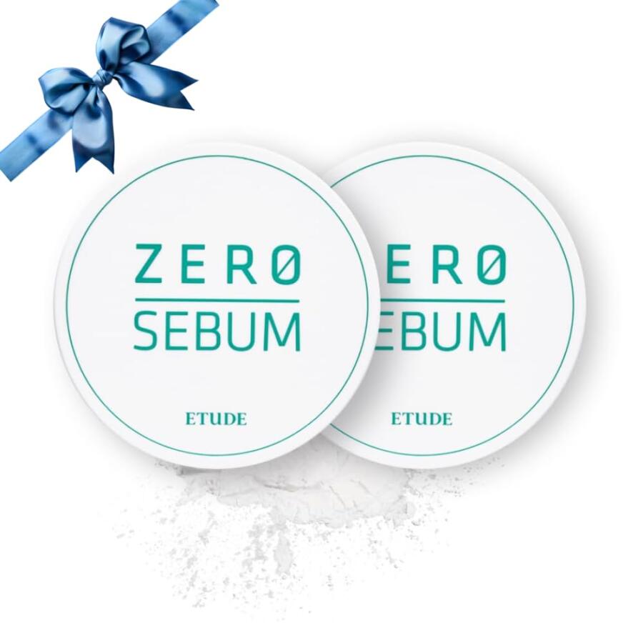 [아마존 공식]ETUDE Zero Sebum 건조 파우더 듀오 세트 4g(0.14온스) 2개(4g x 2개) | 경량 오일 컨트롤 피지 없는 루즈 페이스 파우더 80% 미네랄 |