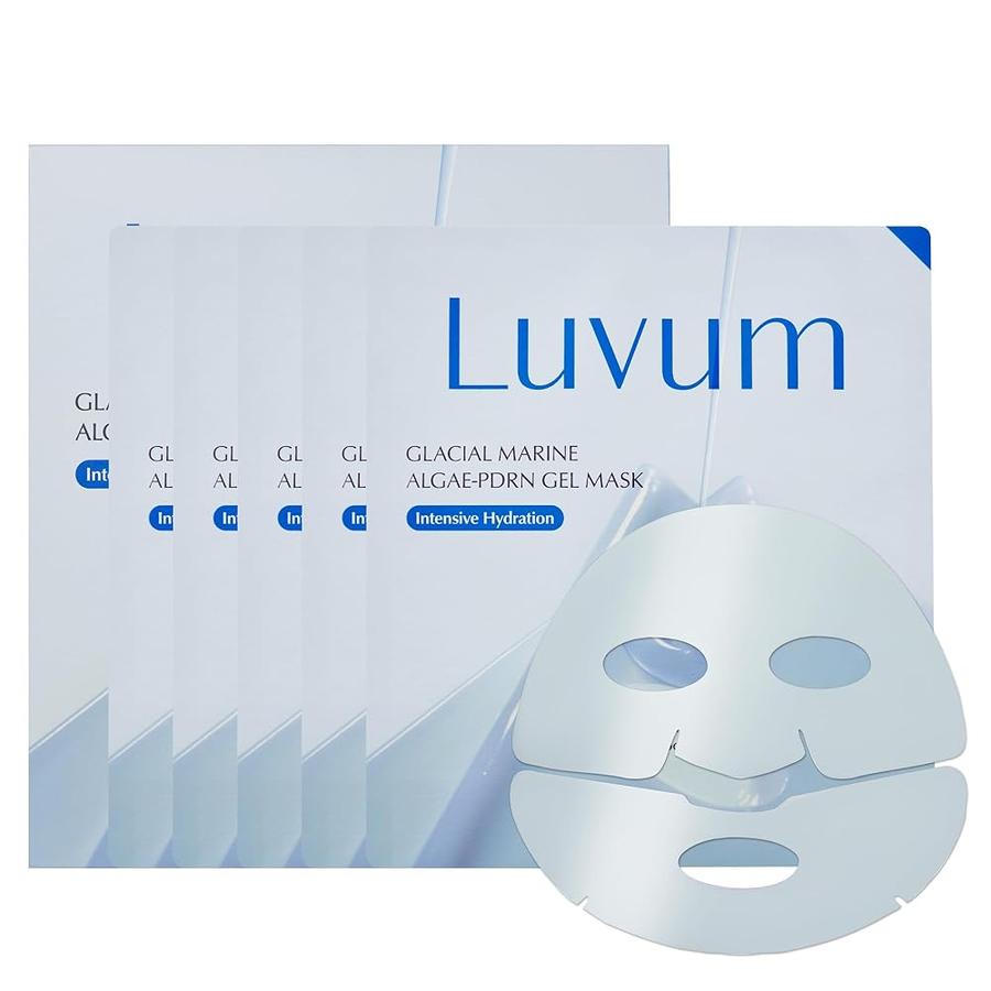[아마존 공식]LUVUM Glacial Marine Algae-PDRN 젤 마스크, 조류 PDRN, 미네랄 리치 워터, 오버나이트 하이드로겔 마스크, 4+1팩