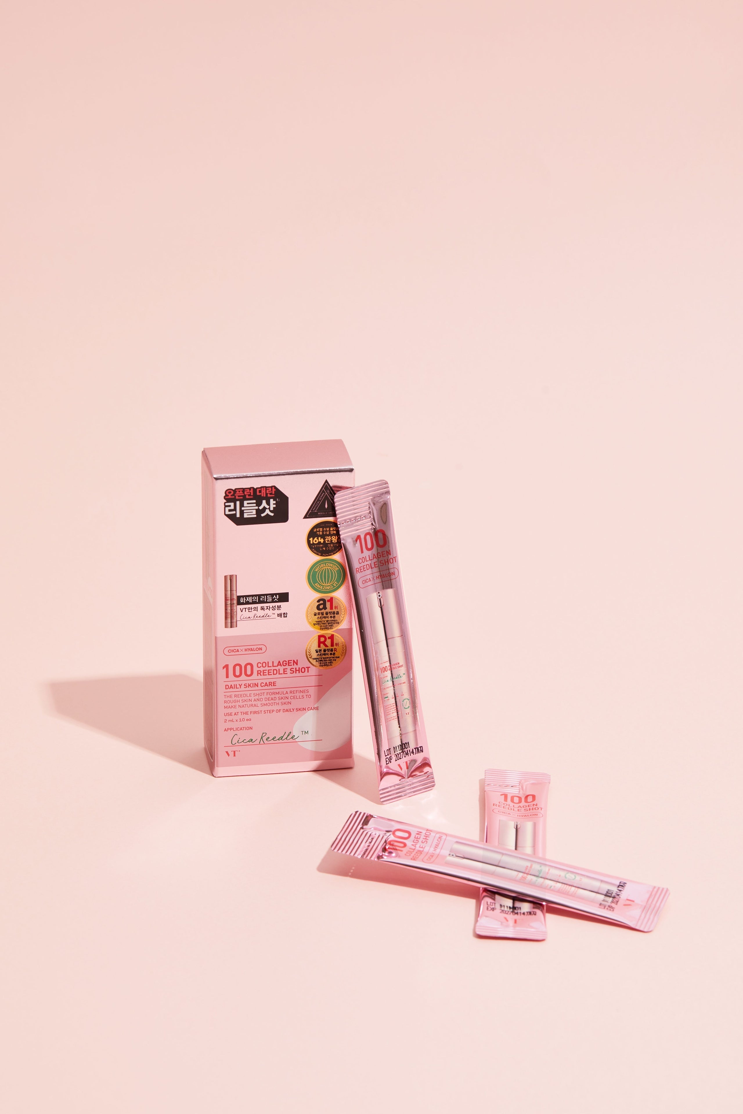 VT Cosmetics Collagen Reedle Shot 100 Stick Pouch 2ml - 10 Sticks x 2 (Total 20 Sticks)