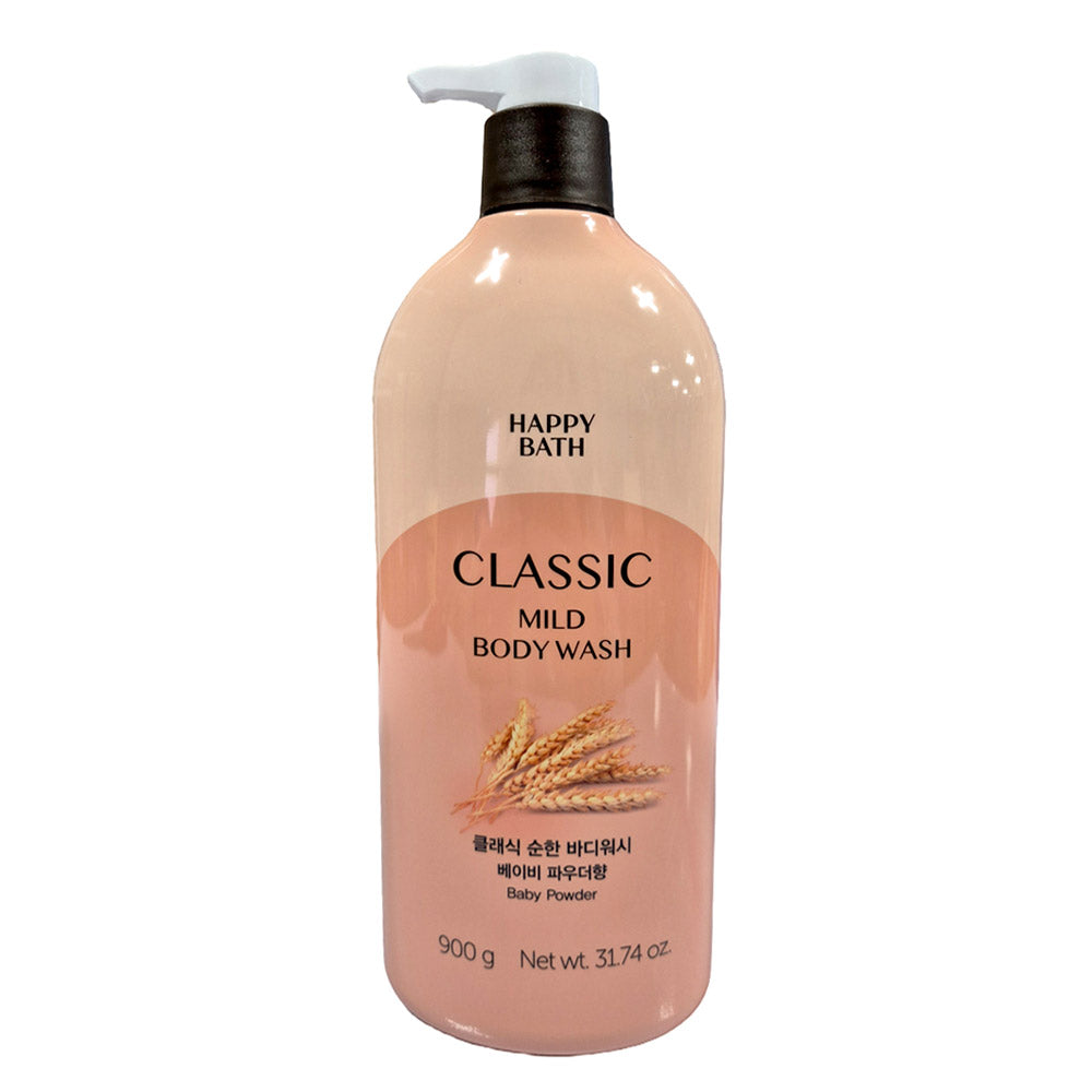 Happy Bath Classic Mild Body Wash Baby Powder Scent 900g, 1pc