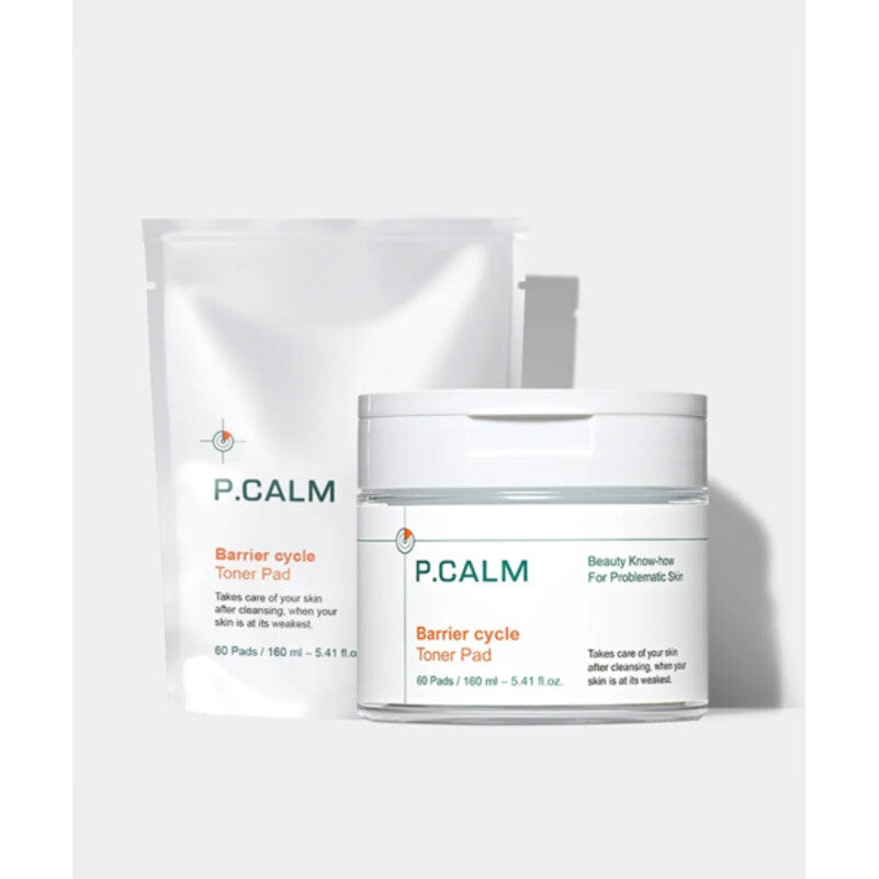[아마존 공식]P.CALM Barrier Cycle Toner Pad Refill Pack - 120 Pads (60 + 60) with Centella Asiatica & Pap