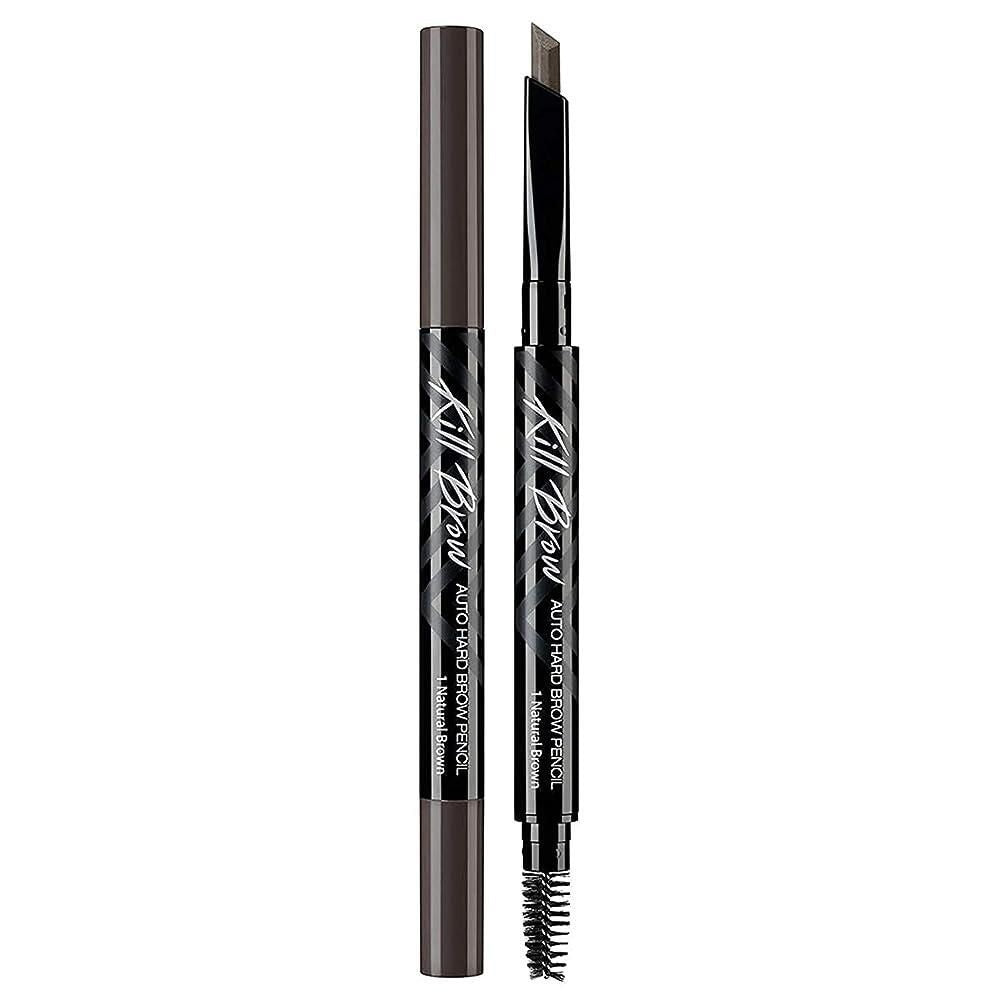 CLIO Kill Brow Auto Hard Brow Pencil 0.100g - #02 Light Brown (Waterproof, Smudge-Proof, Dual-Ended with Spoolie & Sharpener)
