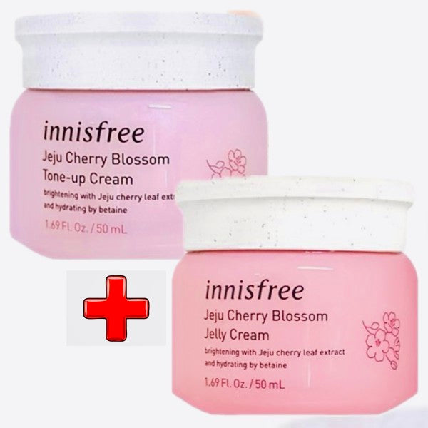 Innisfree Jeju Cherry Blossom Glow Jelly Cream 50ml + Glow Tone-up Cream 50ml Duo Set