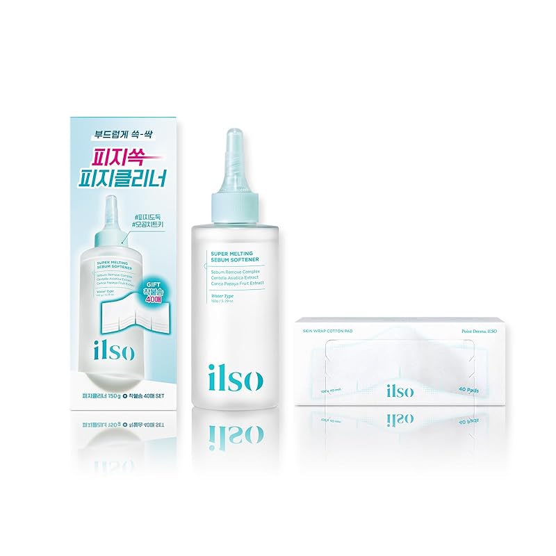 공식 ilso 일소 슈퍼 멜팅 세범 소프트너 150g + 피핏과 코튼 40장 모공 관리 각전 연화제 사각 마개 클렌저 검게 한국 화장품 New Sebum Softener Set