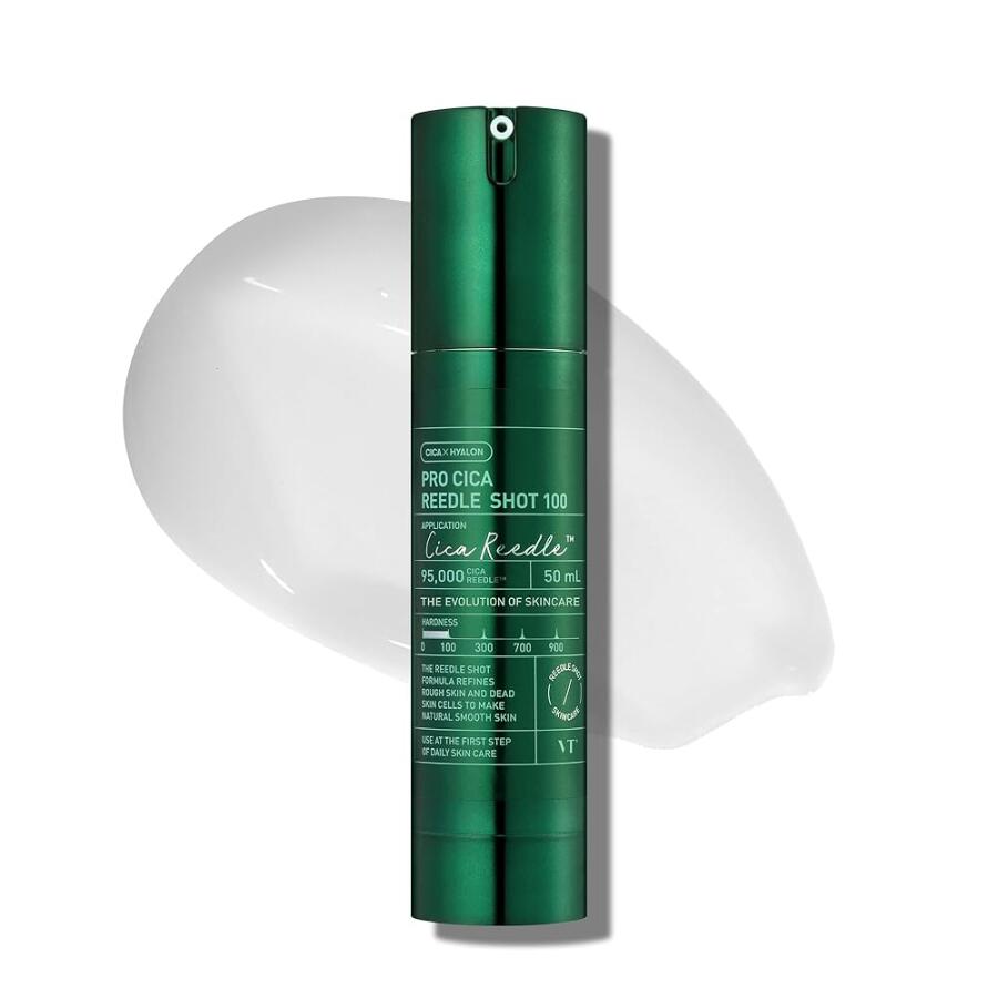 VT COSMETICS Pro Cica Reedle Shot 100 세럼, 센텔라 아시아티카 추출물, 시카 엑소솜 및 스피큘 미세 니들 포뮬라, 스킨 부스터, 50ml(1.7온스)