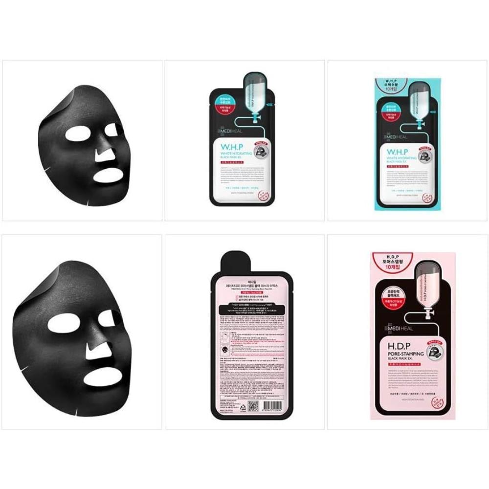 1010 메디힐 Mediheal WHP 화이트 하이드레이팅 블랙 마스크 EX 10장 H.D.P Pore stamping Charcoal minera