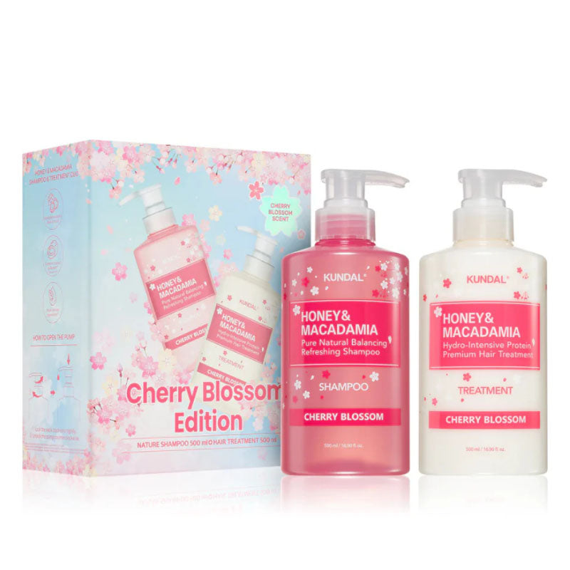 Kundal Spring Edition Cherry Blossom Nature Shampoo 500ml + Protein Treatment 500ml Set