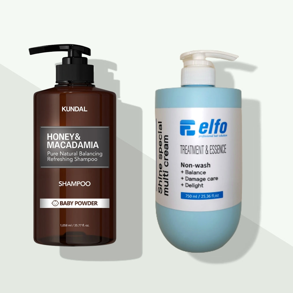 쿤달 허니앤마카다미아 네이처샴푸베이비파우더향 1058ml+엘포트리트먼트 블루라인750ml