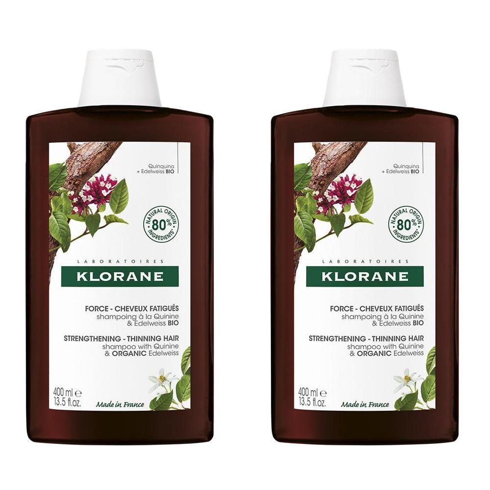 클로란 퀴닌 에델바이스 샴푸 400ml 2병 (프랑스) Klorane Shampooing Edelweiss Bio Quinine Cheveux Fatigues