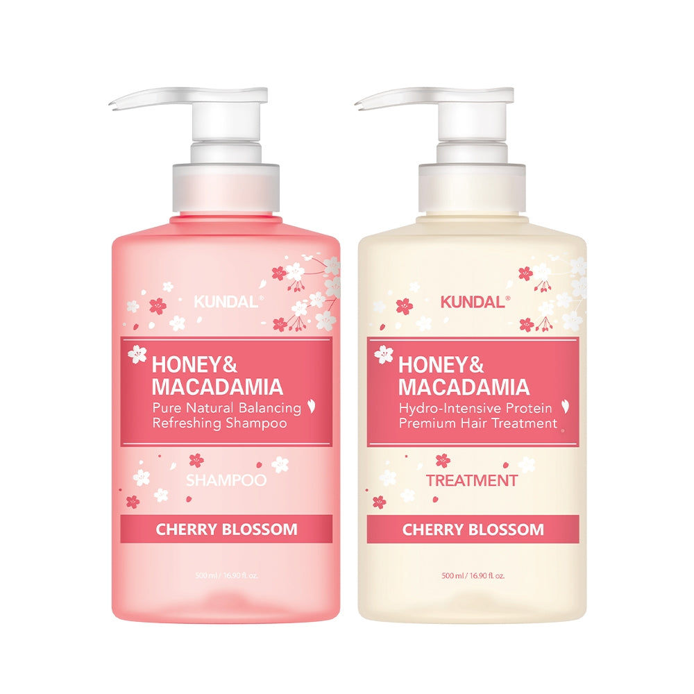 Kundal Spring Edition Cherry Blossom Nature Shampoo 500ml + Protein Treatment 500ml Set