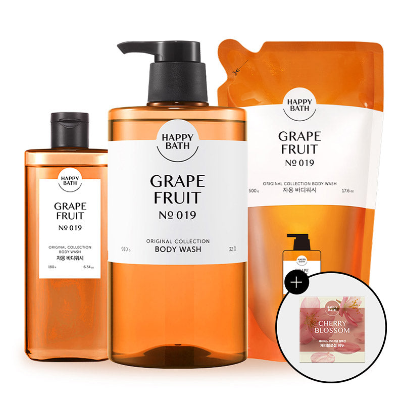 Happy Bath Original Collection Body Wash Grapefruit Scent (910g + 500g Refill + 180g)
