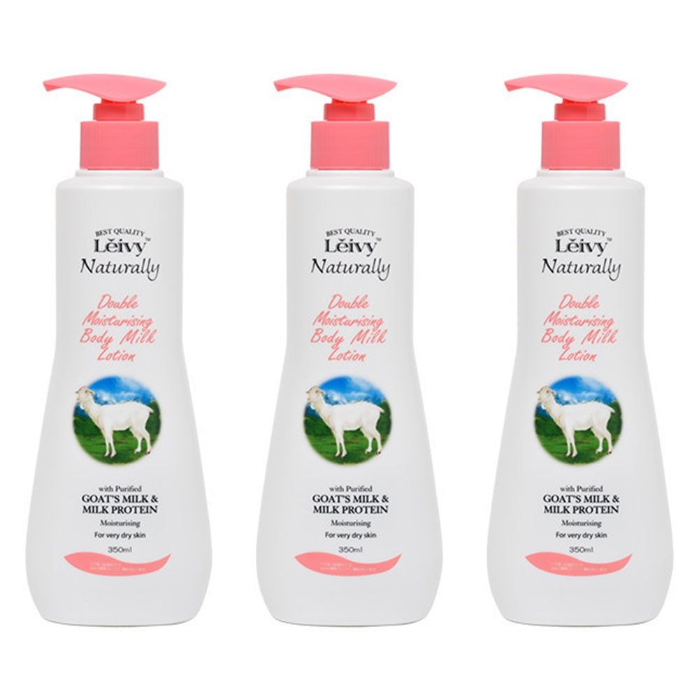 Leivy Double Moisturising Body Milk Lotion Goat’s Milk 일본 레이비 더블 모이스쳐 바디 로션 산양유 고트 밀크 프로틴 350ml 3통