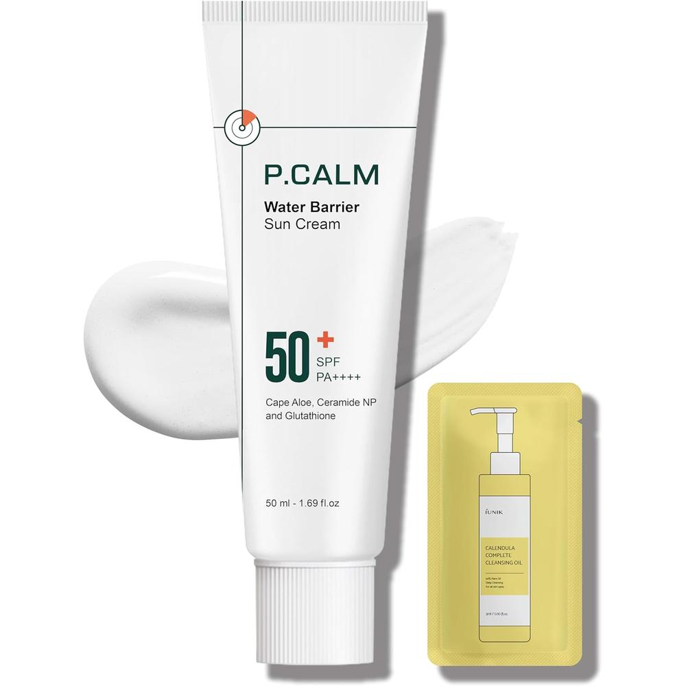 P.CALM 워터 배리어 모이스처라이징 선크림 매트피니시 SPF50+ PA+ 2팩