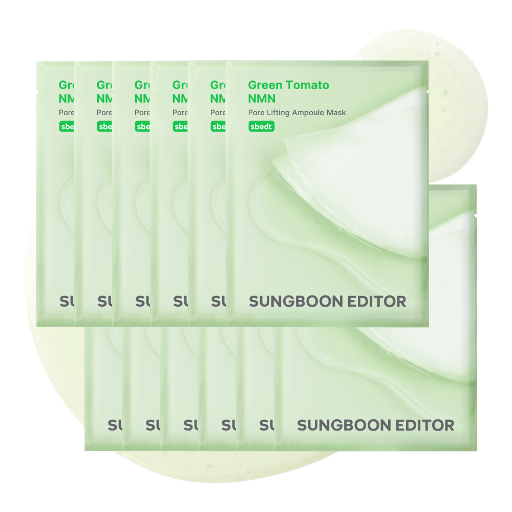 Sungboon Editor Green Tomato NMN Pore Lifting Ampoule Hydrating Mask Pack - 36Sheets