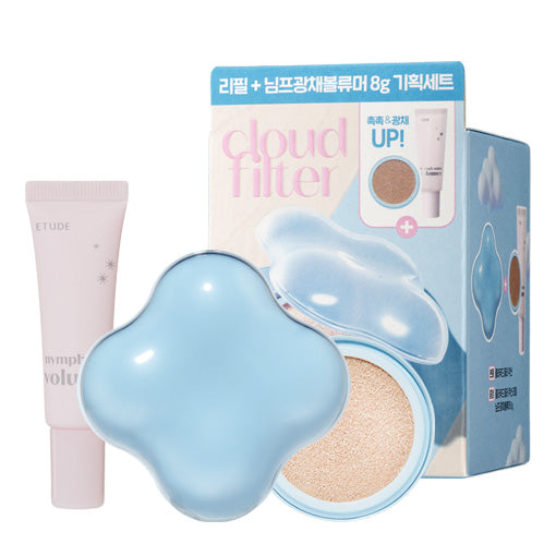 [에뛰드] 클라우드 필터 쿠션 기획세트 본품 15g + 리필 15g SPF42 PA+++ +님프 광채 볼류머 미니8g