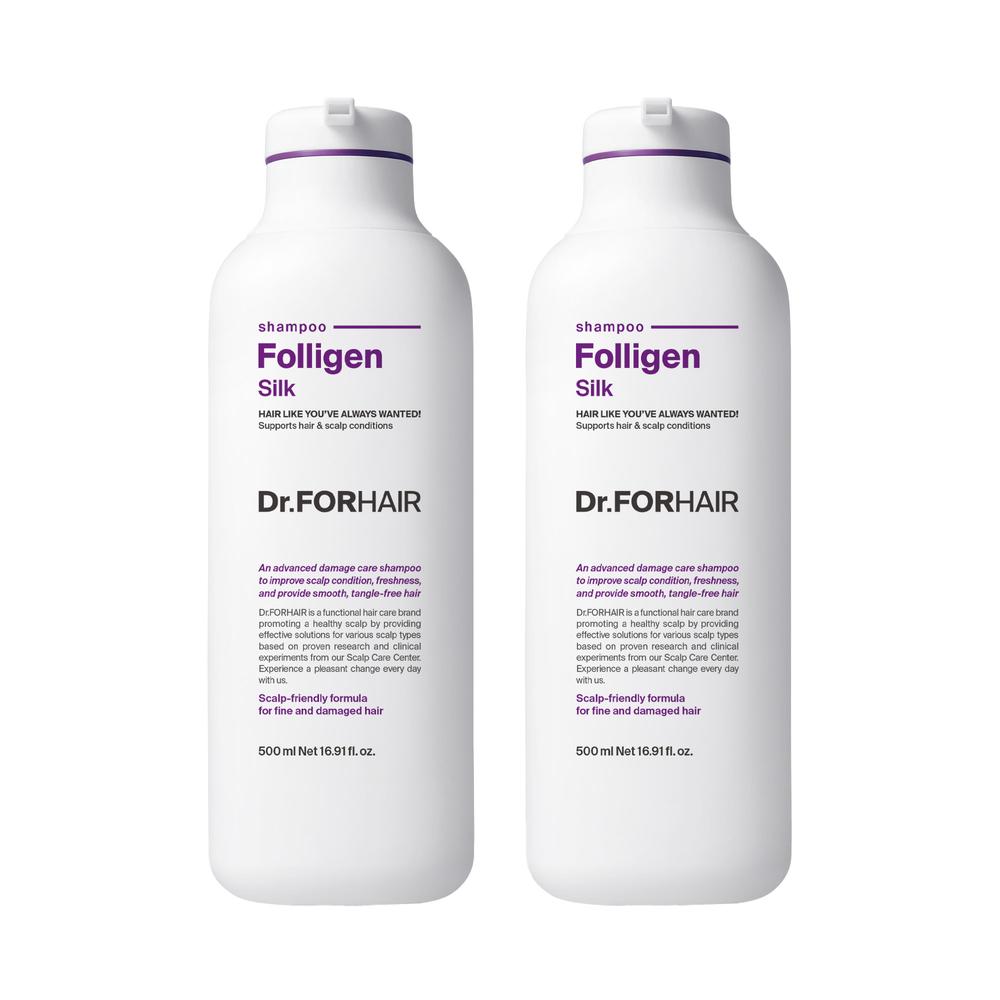 Dr.FORHAIR Folligen Silk Shampoo 500ml (Pack of 2)