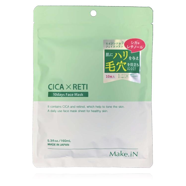 Make.iN CICA 레티놀 10days 얼굴 마스크 | 팩 츠보쿠사 시카레치 CICA×RETI 보습 스킨케어 4봉투 10장입×4  1개  1개입