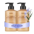 KUNDAL Eau Thermale Scrub Body Wash [Violet Muguet] AHA & PHA Moisturizing and Exfoliating, 500ml (17.6 oz) - 2 Pack