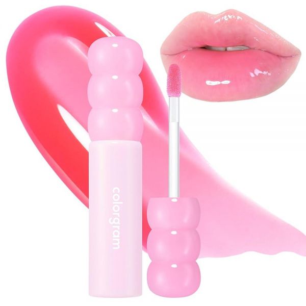[아마존 공식]COLORGRAM FRUITY GLASS GLOSS 03 GIGGLE STRAWBERRY | 유리 같은 광택의 끈적이지 않는 광택 립 틴트 | 매끄럽고 통통한 입술을