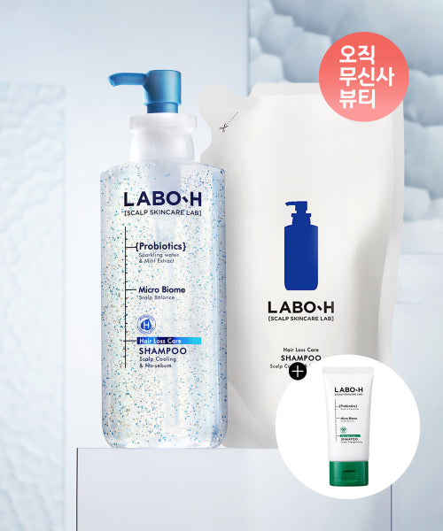 laboh 증정 두피강화클리닉 쿨링 노세범 샴푸 본품 리필 400ml 2입 기획