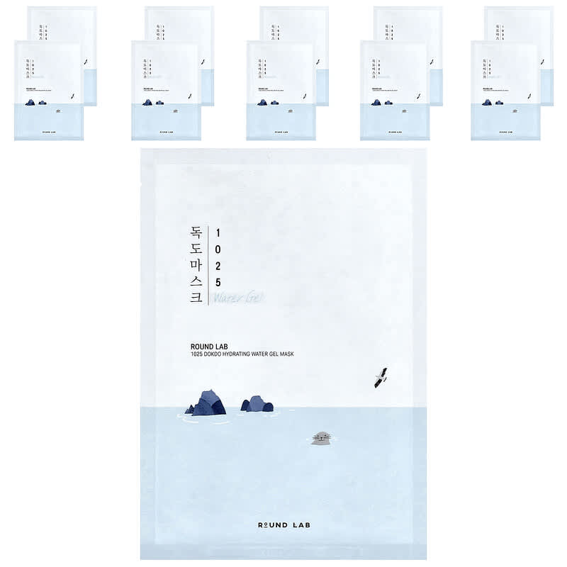 Round Lab 1025 Dokdo 하이드레이팅 워터 젤 뷰티 마스크 10매 각