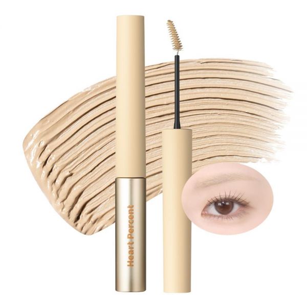 Heart Percent Dote On Mood Fake-Up Browcara, 방수 볼류마이징 롱래스팅 브로우 펜슬, 패스트 픽스 초미세 눈썹 컬러 마스카라, 크루얼티프리, 비건