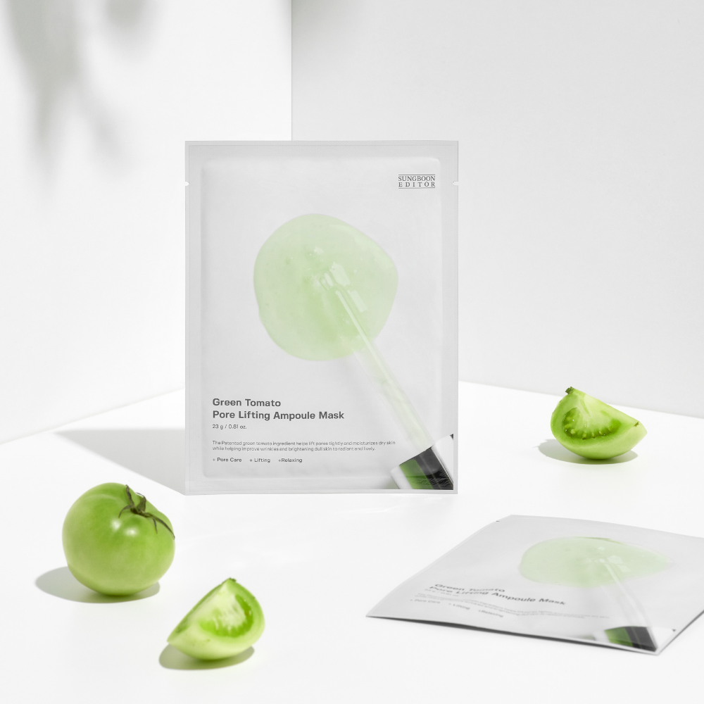 Sungboon Editor Green Tomato NMN Pore Lifting Ampoule Hydrating Mask Pack - 36Sheets