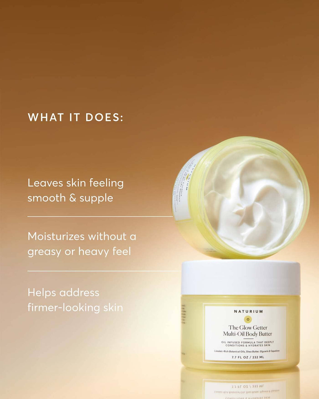 Naturium The Glow Getter Whipped Multi-Oil Body Butter, Firming Cream & Body Moisturizer with Shea Butter, 100oz (227.7ml)