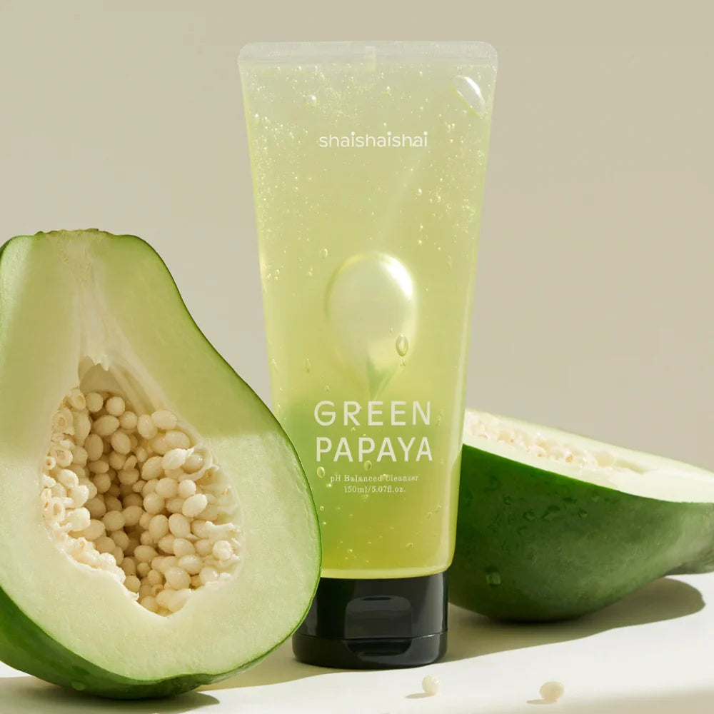 Shaishaishai Green Papaya pH Balanced Cleanser - Hypoallergenic Amino Acid Exfoliating Cleanser 180ml