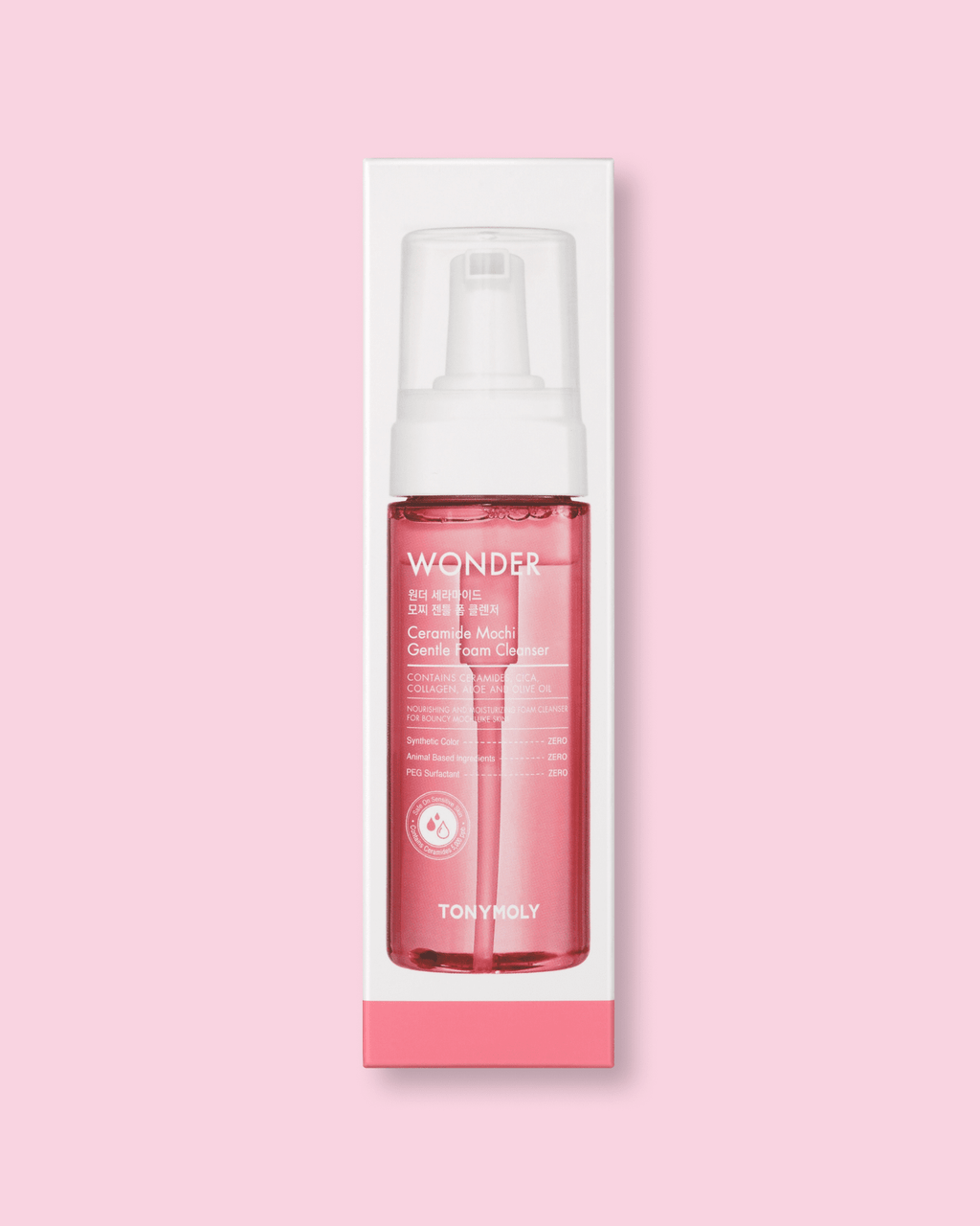 TONYMOLY Wonder Ceramide Mochi Micellar Foam Cleanser - Gentle Face Wash with Ceramide, Cica, and Aloe for All Skin Types 100ml
