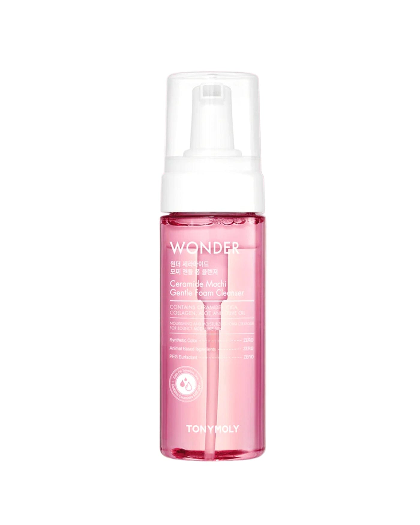 TONYMOLY Wonder Ceramide Mochi Micellar Foam Cleanser - Gentle Face Wash with Ceramide, Cica, and Aloe for All Skin Types 100ml