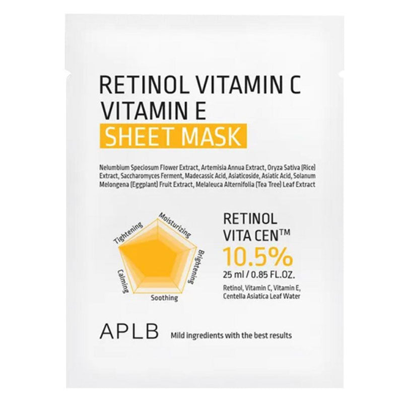 APLB Retinol Vitamin C Vitamin E Sheet Mask (25ml x 10 Sheets)