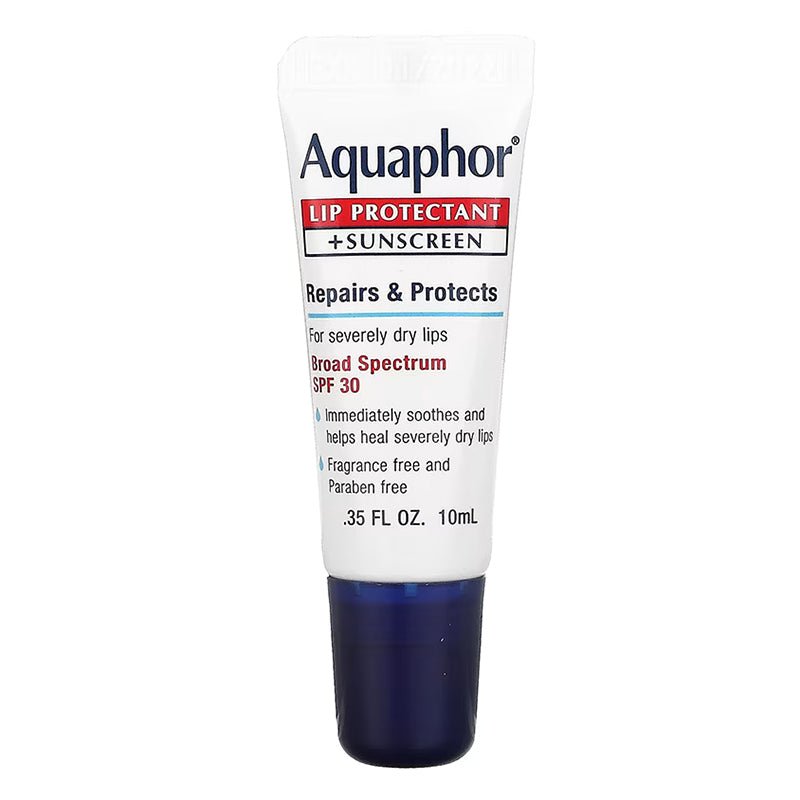 Aquaphor Lip Protectant + Sunscreen Broad Spectrum SPF 30 for Dry and Cracked Lips, 10ml (0.35 oz) Tube