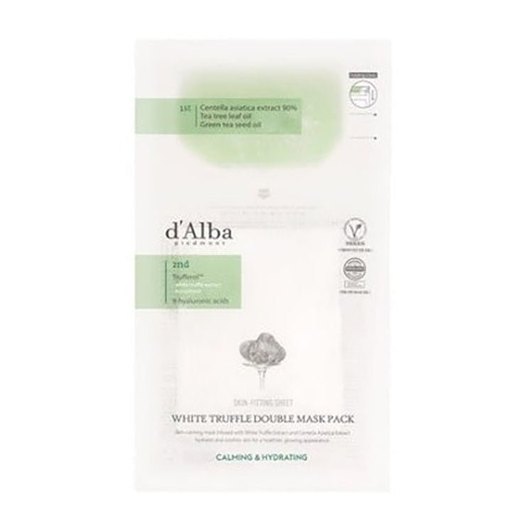 d'Alba White Truffle Double Calming & Moisturizing Mask Pack (34Sheets) + Vegan Gel Cleanser (5 Sheets) Set