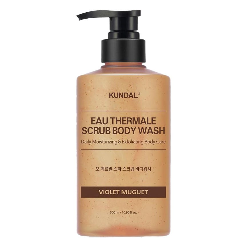KUNDAL Eau Thermale Scrub Body Wash [Violet Muguet] AHA & PHA Moisturizing and Exfoliating, 500ml (17.6 oz) - 2 Pack