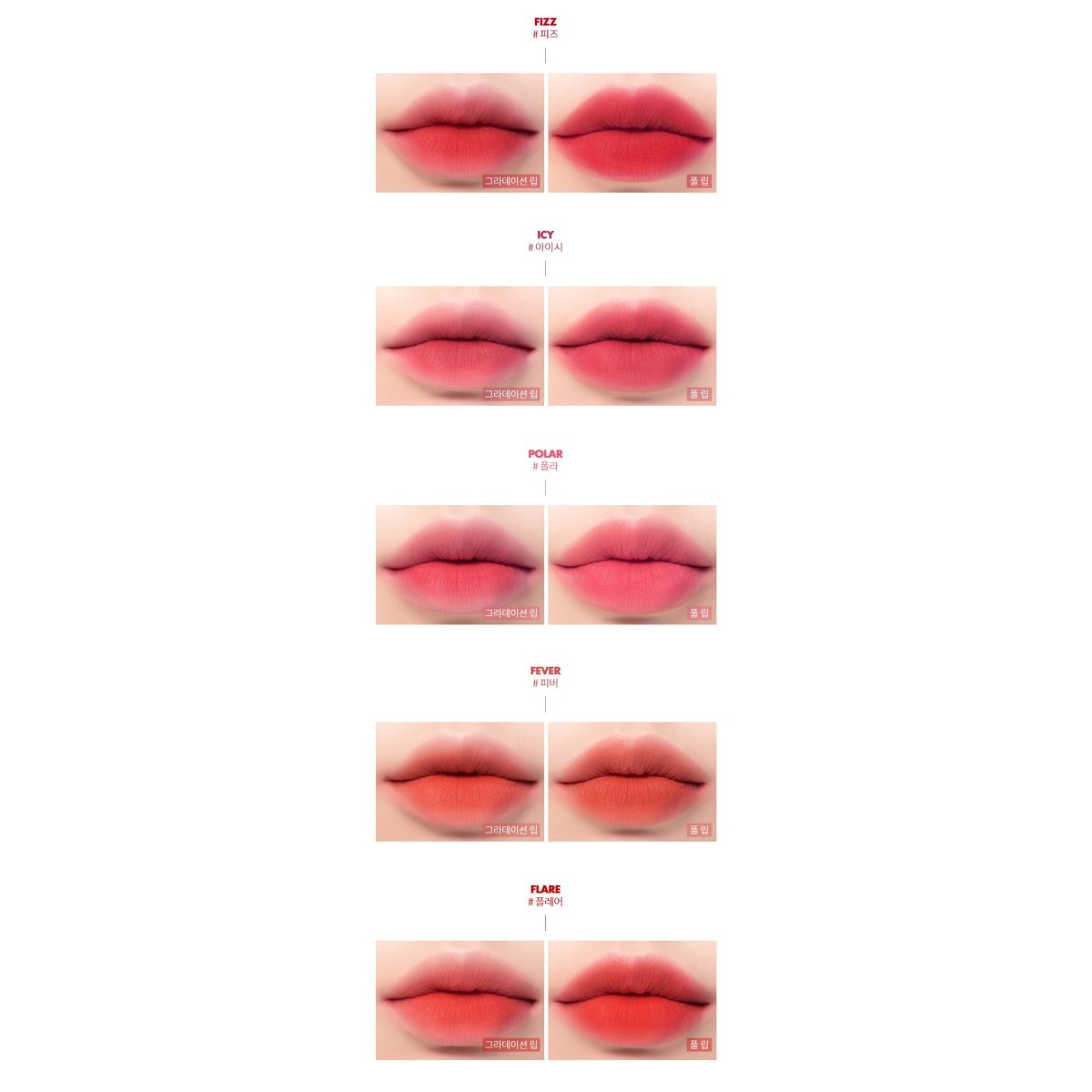 Romand Zero Velvet Tint 5pcs