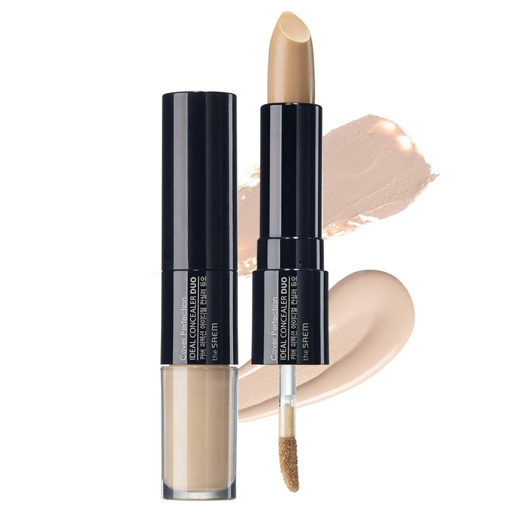 The Saem Cover Perfection Ideal Concealer Duo (4.4g + 4.5g) Stick & Tip - #01 Clear Beige