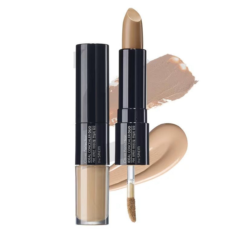 The Saem Cover Perfection Ideal Concealer Duo (4.4g + 4.5g) Stick & Tip - #01 Clear Beige