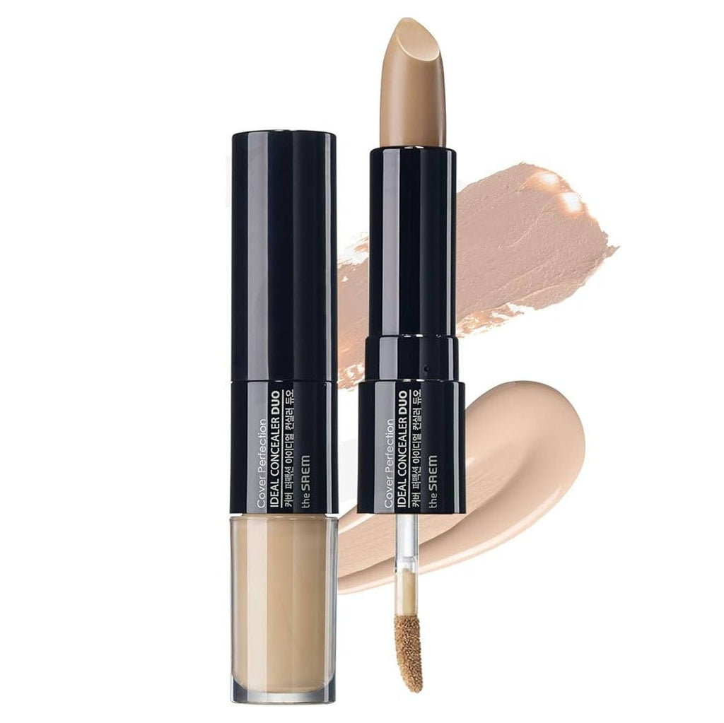 The Saem Cover Perfection Ideal Concealer Duo (4.4g + 4.5g) Stick & Tip - #01 Clear Beige